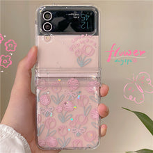 Load image into Gallery viewer, Tulip Flowers Glitter Phone Case With Wristband For Samsung Galaxy Z Flip3 Flip4 Flip5 5G - {{ shop_name}} varyfun

