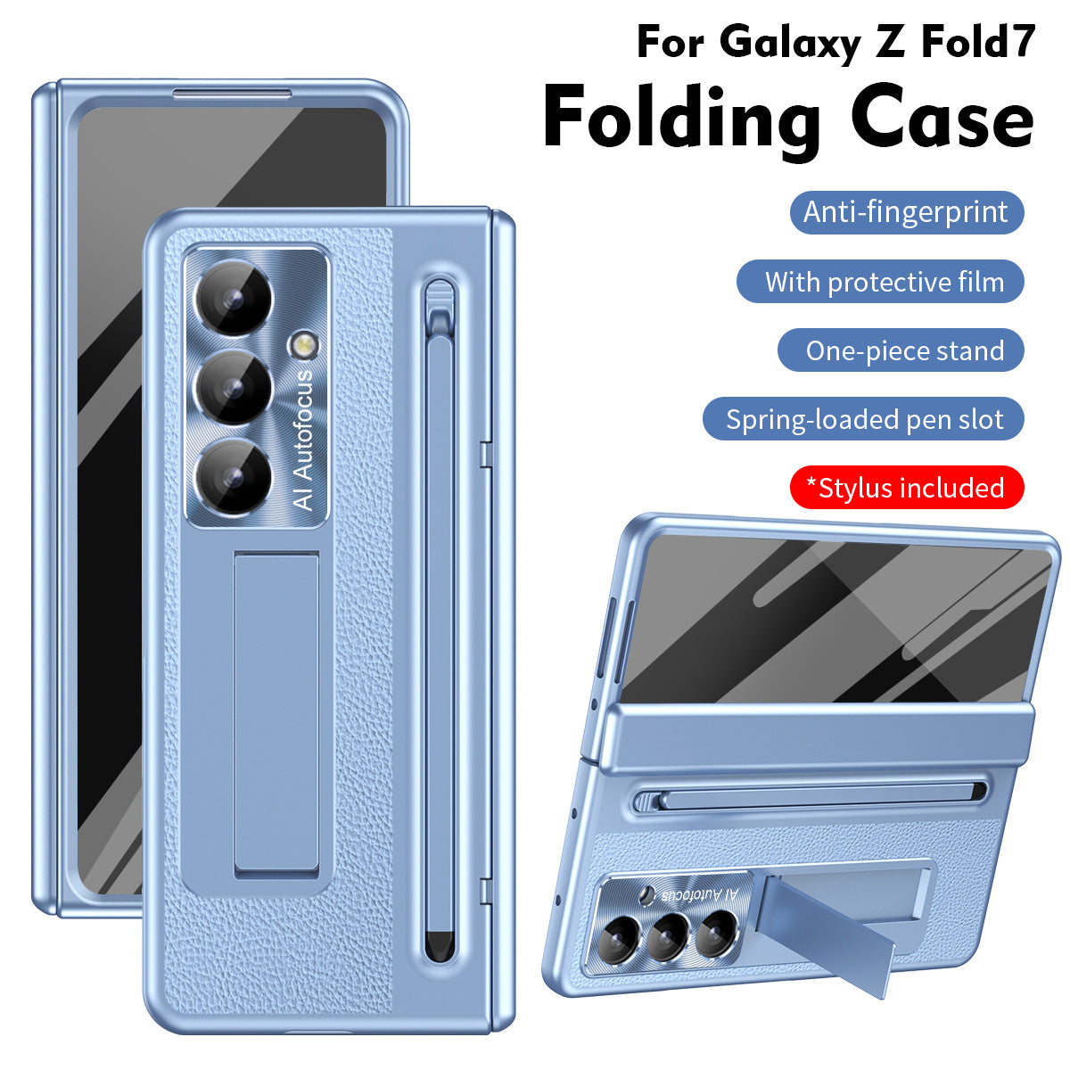 Leather Golden Electroplated Phone Case With Back Screen Glass and Stylus For Galaxy Z Fold8 Wide Ultra