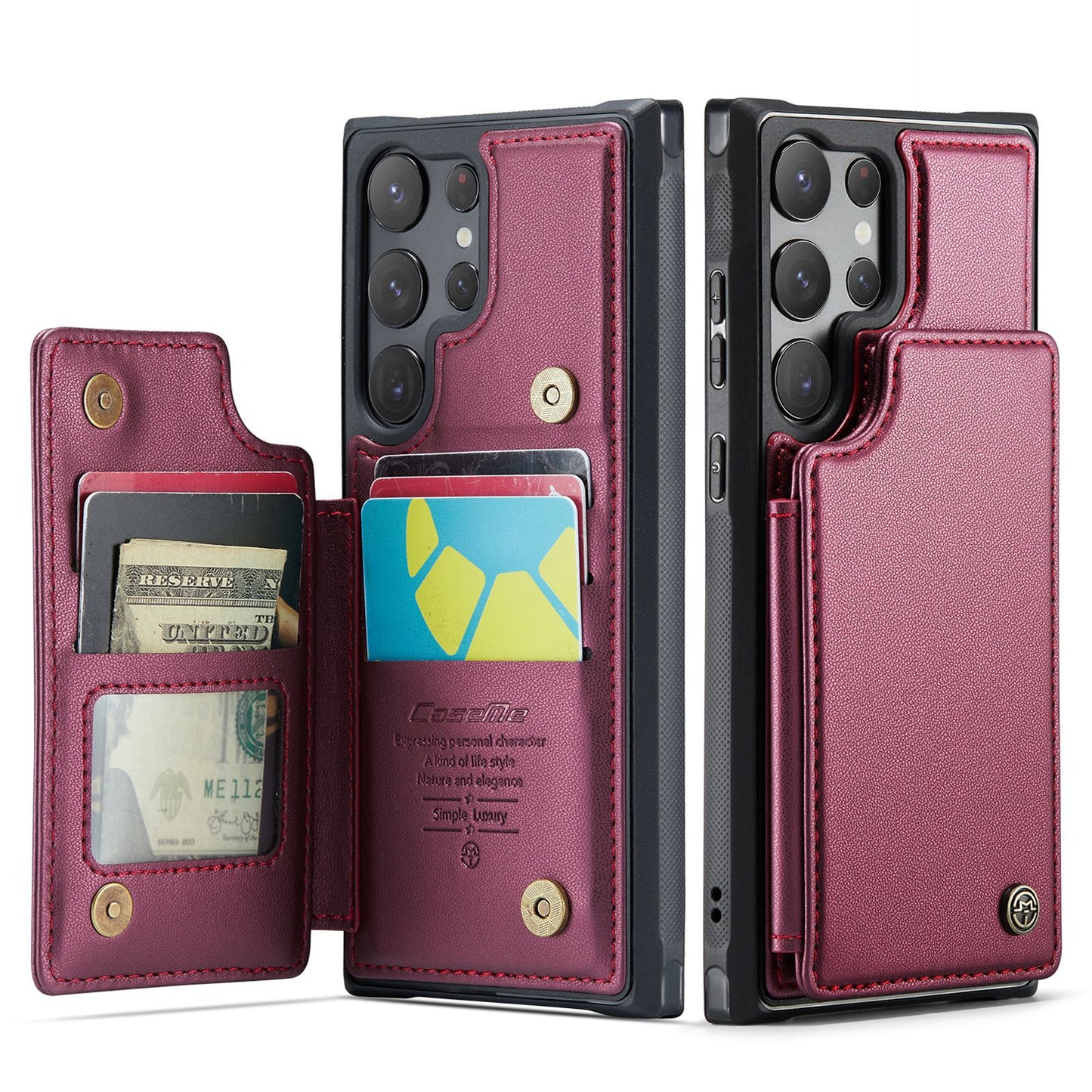 Luxurious Leather All-inclusive Cover With Card-holder For Samsung Galaxy