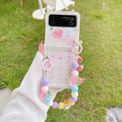 Cute Cartoon Phone Case With Wristband For Samsung Galaxy Z Flip3 Flip4 Flip5 5G - {{ shop_name}} varyfun