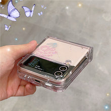 Load image into Gallery viewer, Tulip Flowers Glitter Phone Case With Wristband For Samsung Galaxy Z Flip3 Flip4 Flip5 5G - {{ shop_name}} varyfun
