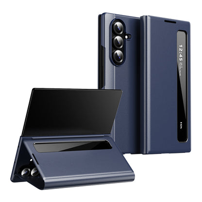 Business Smart Side Window Leather Phone Case For Galaxy Z Fold Series