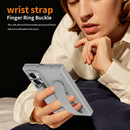 Armor Hinge Protective Phone Case Built-In Tempered Glass, Hidden Kickstand & Wrist Strap For Galaxy Z Fold8 Wide Ultra
