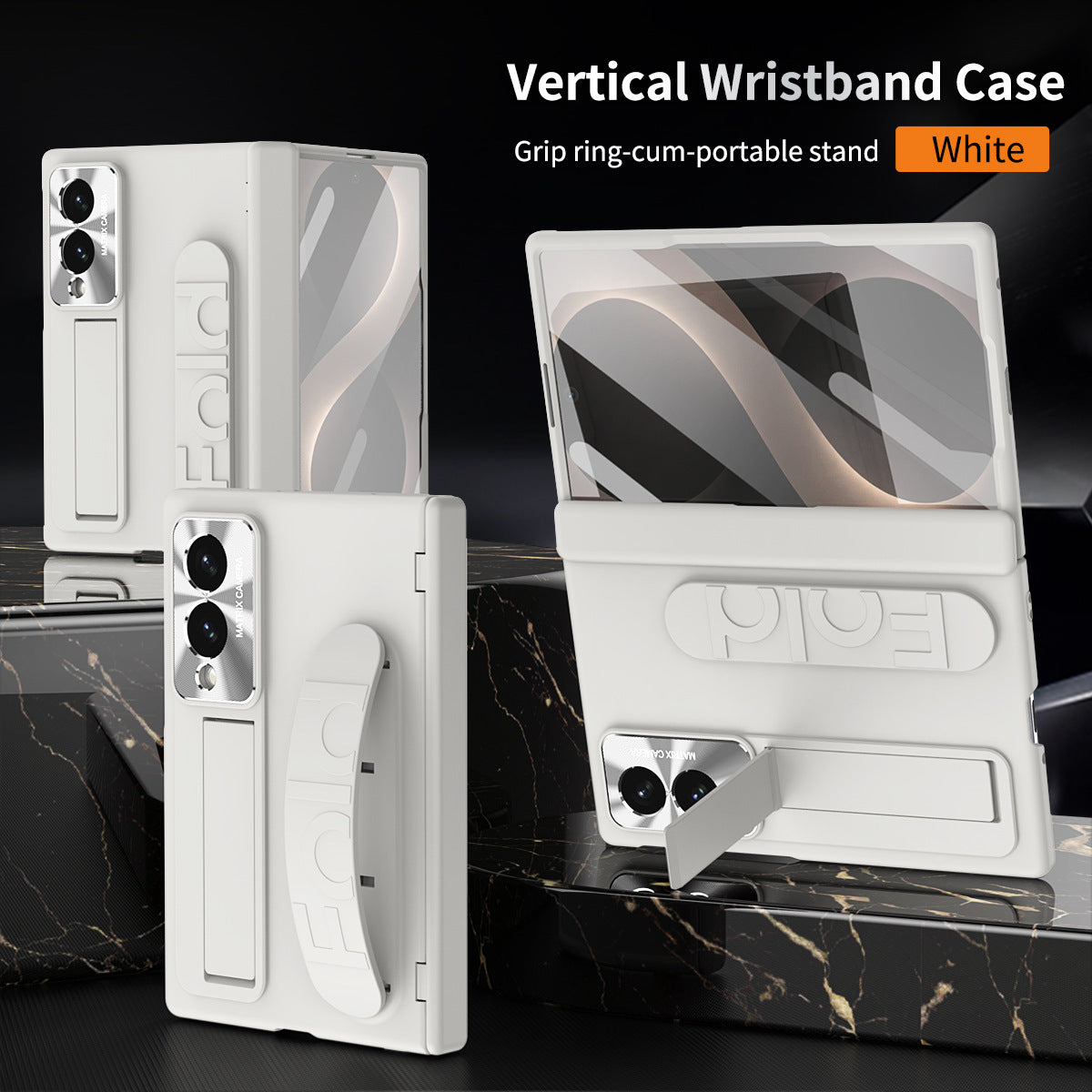Armor Hinge Protective Phone Case Built-In Tempered Glass, Hidden Kickstand & Wrist Strap For Galaxy Z Fold8 Wide Ultra