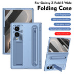 Leather Golden Electroplated Phone Case With Back Screen Glass and Stylus For Galaxy Z Fold8 Wide Ultra