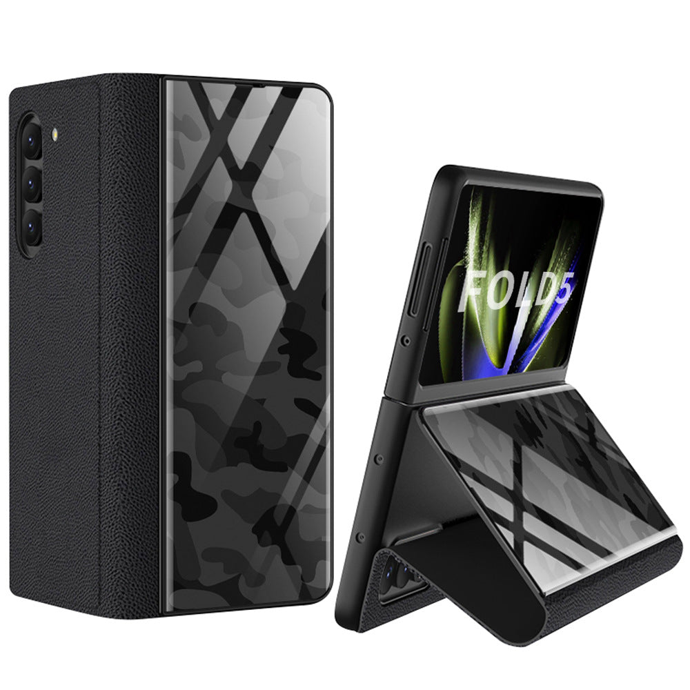 Samsung Z Fold5 Painted Plain Leather Business Protective Phone Case - mycasety2023 Mycasety