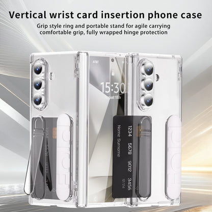 Business Wristband Bracket Hinge Protective Phone Case With Glass Film & Card Holder For Galaxy Z Fold 7/6/5/4