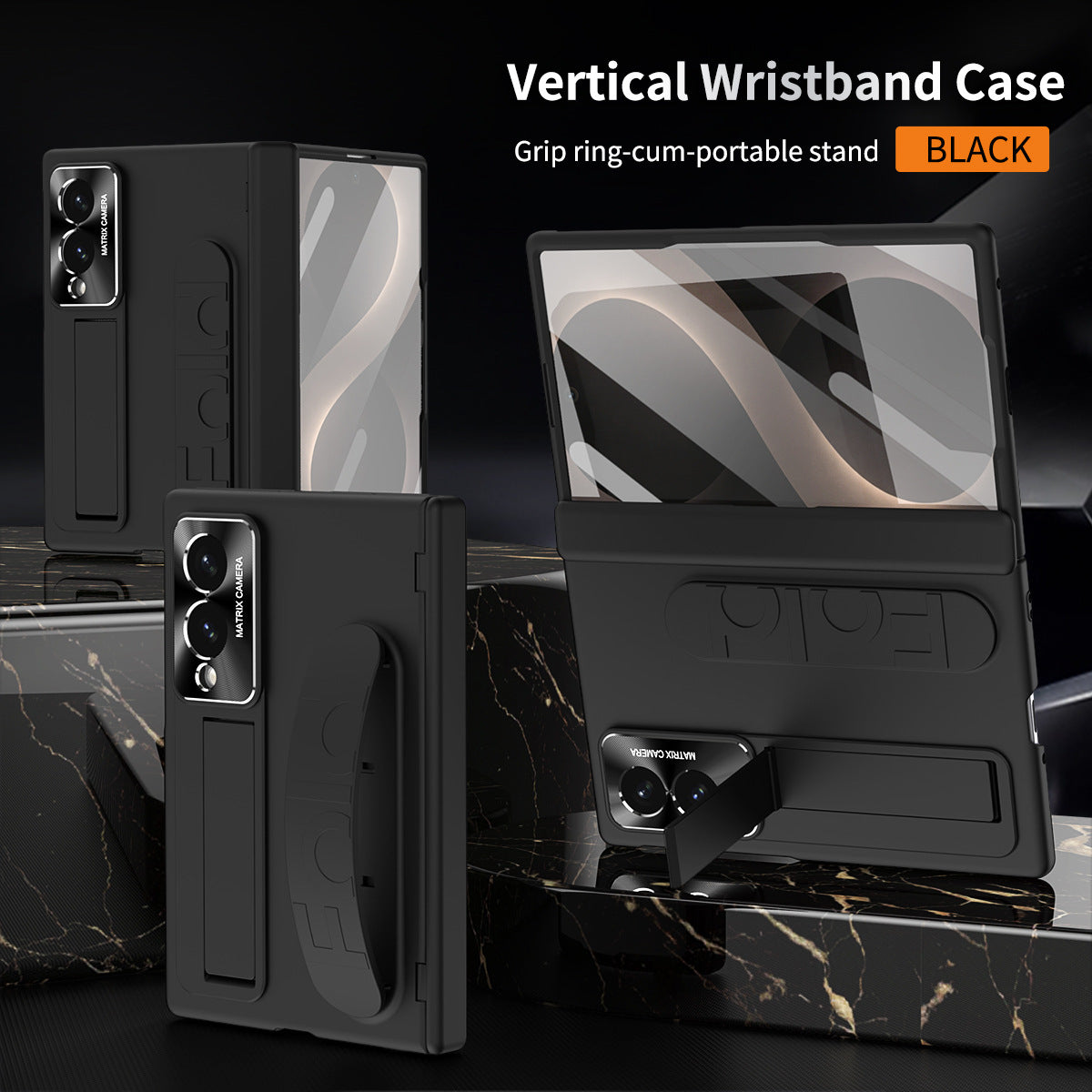 Armor Hinge Protective Phone Case Built-In Tempered Glass, Hidden Kickstand & Wrist Strap For Galaxy Z Fold8 Wide Ultra