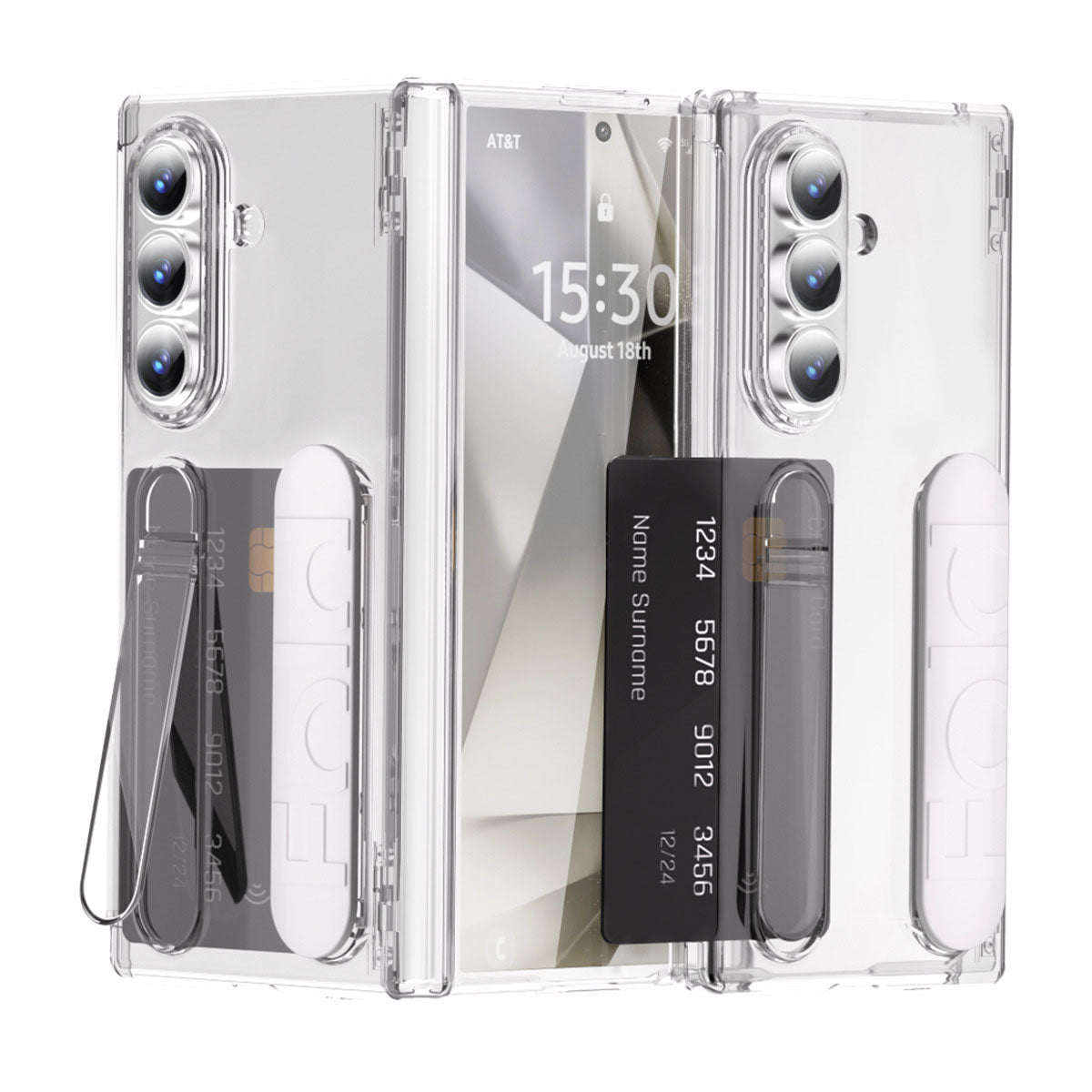 Business Wristband Bracket Hinge Protective Phone Case With Glass Film & Card Holder For Galaxy Z Fold 7/6/5/4