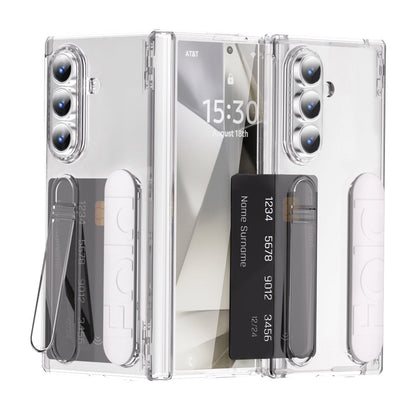 Business Wristband Bracket Hinge Protective Phone Case With Glass Film & Card Holder For Galaxy Z Fold 7/6/5/4