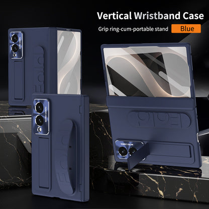 Armor Hinge Protective Phone Case Built-In Tempered Glass, Hidden Kickstand & Wrist Strap For Galaxy Z Fold8 Wide Ultra