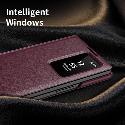 Business Smart Side Window Leather Phone Case For Galaxy Z Fold Series
