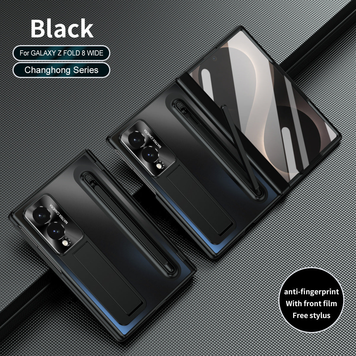 Armor Golden Electroplated Phone Case With Built-in Tempered Glass & Pen Tray For Galaxy Z Fold8 Wide Ultra