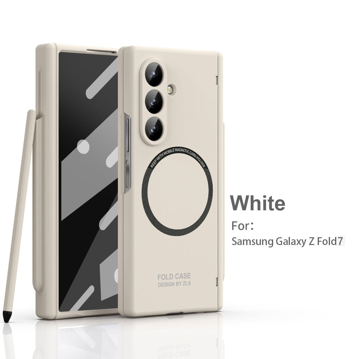 Frosted Silicone Magnetic Hinge Protective Phone Case With Pen Slot & Stylus & Glass Film For Galaxy Z Fold Series
