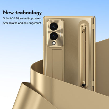 Armor Golden Electroplated Phone Case With Built-in Tempered Glass & Pen Tray For Galaxy Z Fold8 Wide Ultra