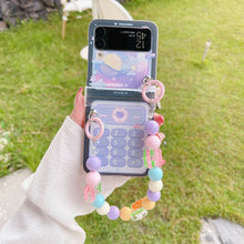 Load image into Gallery viewer, Cute Cartoon Phone Case With Wristband For Samsung Galaxy Z Flip3 Flip4 Flip5 5G - {{ shop_name}} varyfun
