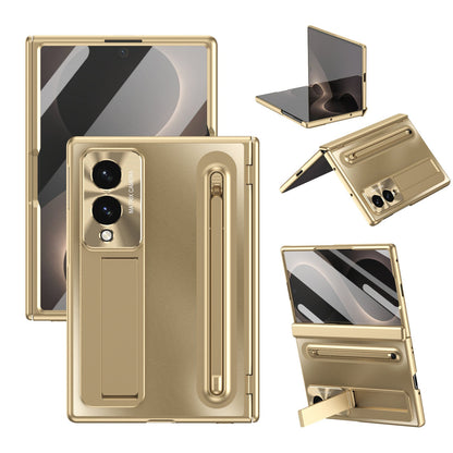 Armor Golden Electroplated Phone Case With Built-in Tempered Glass & Pen Tray For Galaxy Z Fold8 Wide Ultra