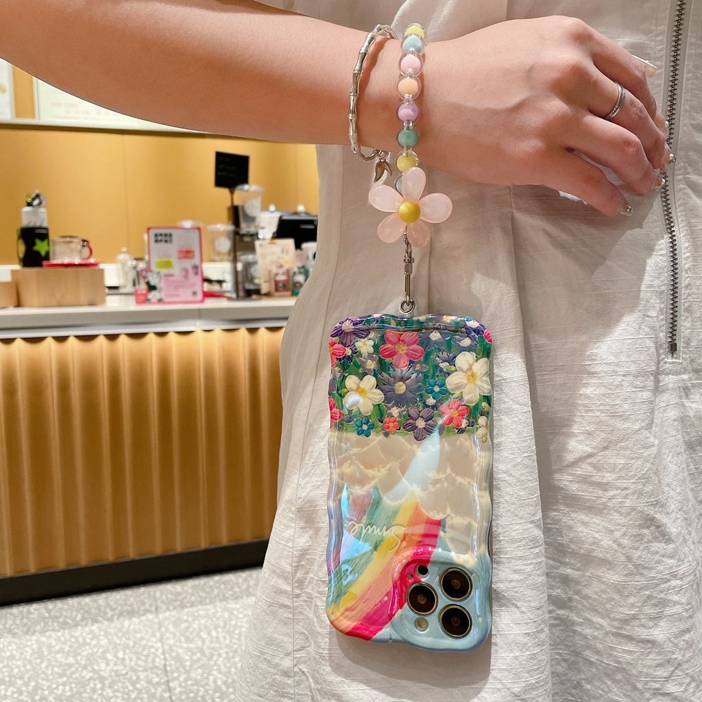 Rainbow Cloud Flower With Wristband For iPhone Case - {{ shop_name}} varyfun