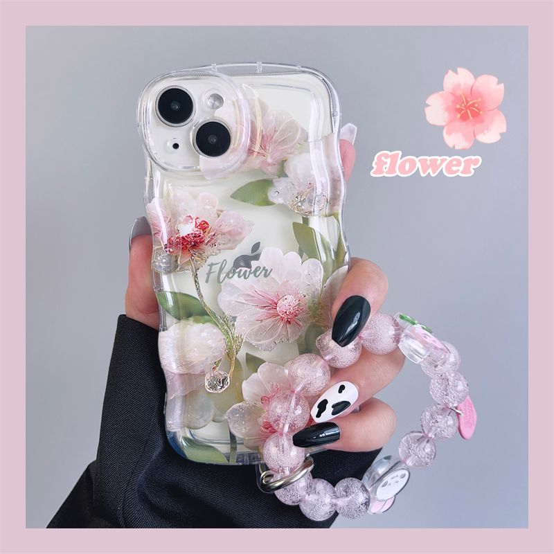 Fresh Pink Flowers With Wristband For iPhone Case - {{ shop_name}} varyfun