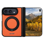 iPhone Duo | Pebbled Magnetic Leather Case with Hinge Protection & 360° Ring Stand