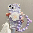 Oil Painting Flower With Bracket & Wristband For iPhone Case - {{ shop_name}} varyfun