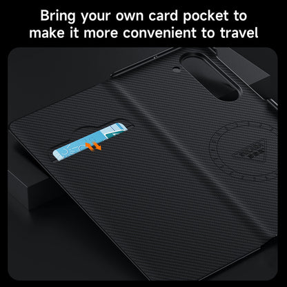 Luxurious Leather Cover With Magnetic Coil & Card Holder For Galaxy Z Fold 7/6/5/4