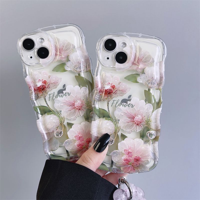 Fresh Pink Flowers With Wristband For iPhone Case - {{ shop_name}} varyfun