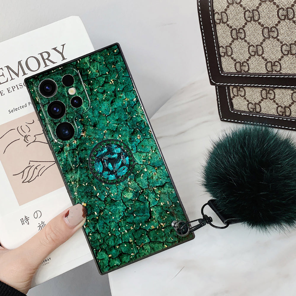 Retro Hair ball Bracket Diamond Case for Samsung/iPhone - mycasety2023 Mycasety