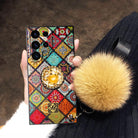 Retro Hair Ball Airbag Bracket Diamond Case for Samsung - mycasety2023 Mycasety