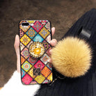 Retro Hair ball Bracket Diamond Case for Samsung/iPhone - mycasety2023 Mycasety