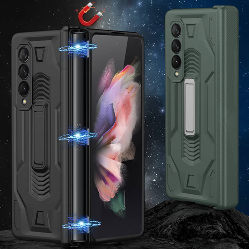 2022 Magnetic Armor All-included Hinge Holder Case For Samsung Galaxy Z Fold 3 5G - {{ shop_name}} varyfun