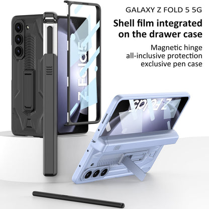 Armor All-included Magnetic Hinge Slide Pen Case Holder Phone Case With Back Screen Protector For Samsung Galaxy Z Fold3 Fold4 Fold5 - mycasety2023 Mycasety