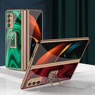 Luxury Baroque Plating Anti-knock Protection Tempered Glass Case With Ring Holder For Samsung - {{ shop_name}} varyfun