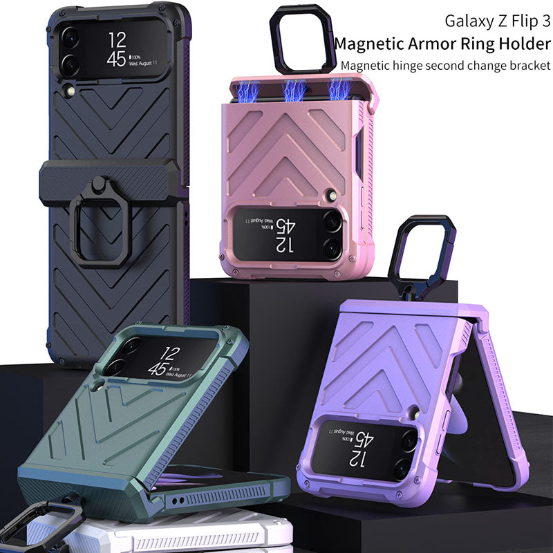 Magnetic Armor Ring Holder Case For Samsung Galaxy Z Flip3 5G - {{ shop_name}} Dealggo.com