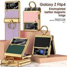 Electroplated Leather Magnetic Hinge Phone Case For Samsung Galaxy Z Flip4 Flip3 5G - {{ shop_name}} varyfun