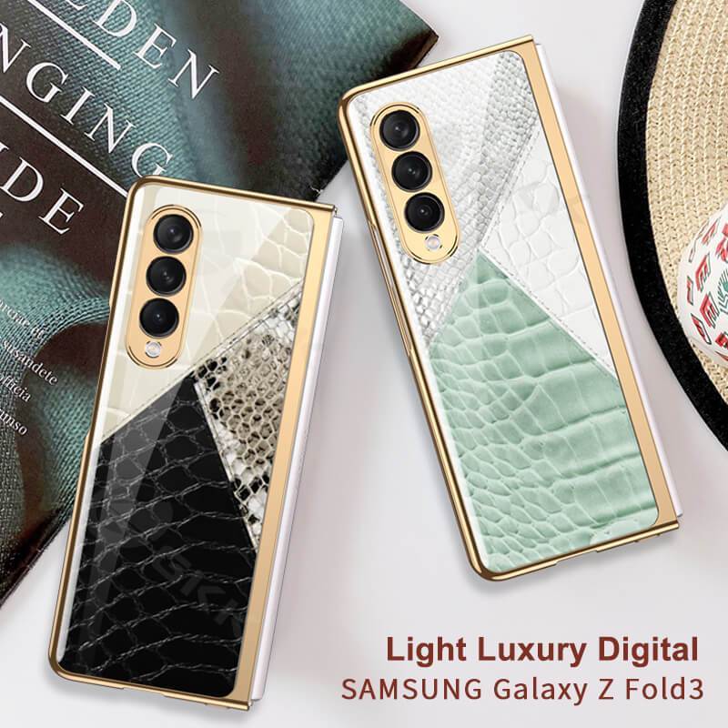 Python Leopard Print Tempered Glass Case for Samsung Galaxy Z Fold 3 5G - {{ shop_name}} varyfun