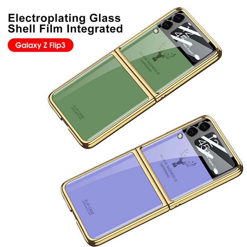 Luxury Deer Glass Samsung Z Flip 3 Case - {{ shop_name}} varyfun