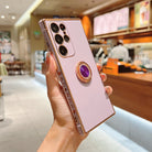 Luxury Electroplating Protective Phone Case With Crystal Stand Ring Holder For Samsung - {{ shop_name}} varyfun