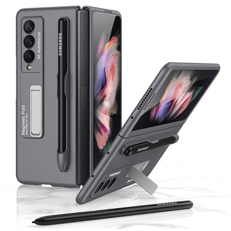 Magnetic Stand Holder Pen Slot Hard Protective Case For Samsung Z Fold 3 5G - {{ shop_name}} varyfun