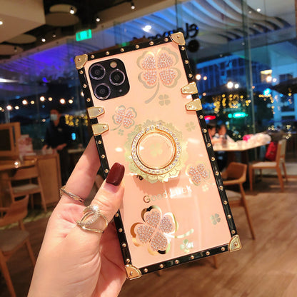 Lucky four-leaf clover diamond bracket phone case for iPhone/Samsung - {{ shop_name}} varyfun