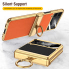 Electroplated Leather Magnetic Hinge Phone Case For Samsung Galaxy Z Flip4 Flip3 5G - {{ shop_name}} varyfun
