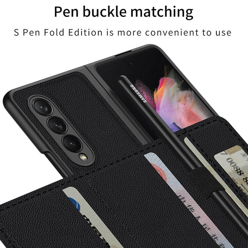 Leather Card Bag Wallet Pen Clasp All-included Cover For Samsung Z Fold 3 5G - {{ shop_name}} varyfun