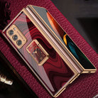 Luxury Baroque Plating Anti-knock Protection Tempered Glass Case With Ring Holder For Samsung - {{ shop_name}} varyfun