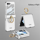 Electroplated hinge all-inclusive Case with Ring Front Screen Tempered Glass Protective Film For Samsung Galaxy Z Flip5 - mycasety2023 Mycasety