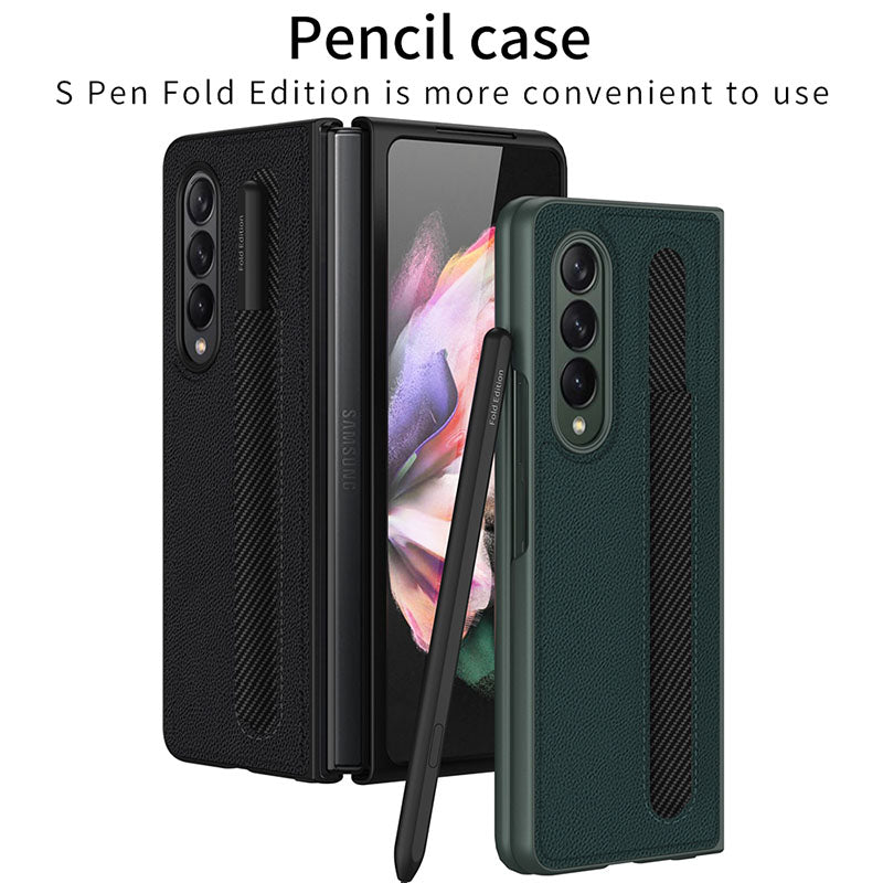 Luxury Leather Shockproof Pen Slot Case For Samsung Z Fold 3 5G - {{ shop_name}} varyfun