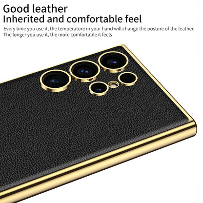 Leather Electroplated Protective Phone Case For Samsung Galaxy S24 S23 Ultra Plus