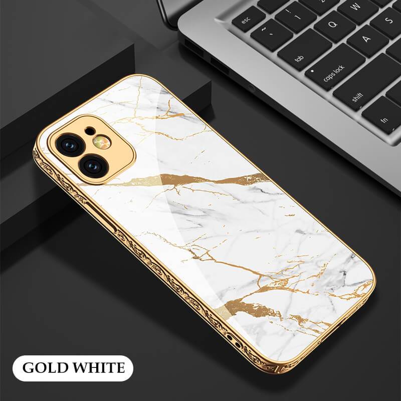 Luxury Baroque Style Carving Edge Protection Tempered Glass Case For iPhone 12 - {{ shop_name}} EasyOutdoor