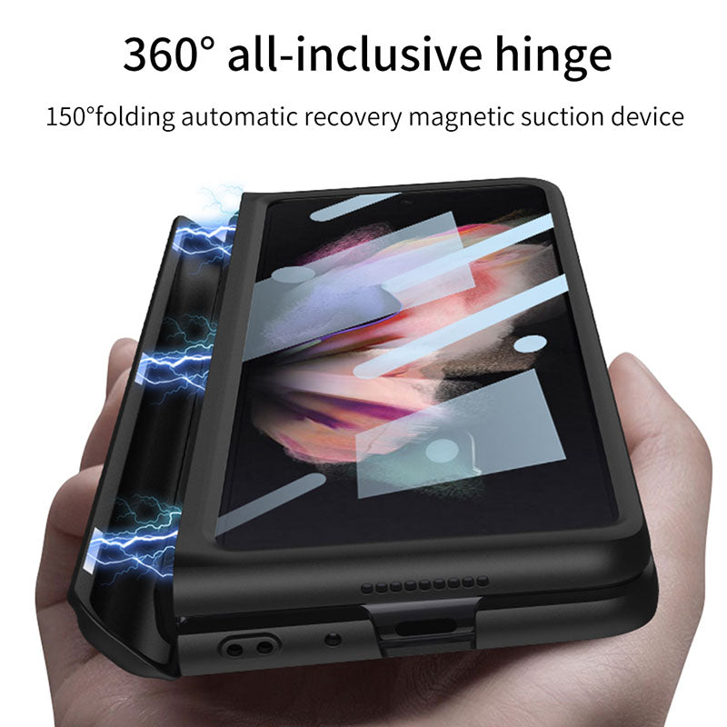 Magnetic Frame Plastic Stand Tempered Glass Screen All-included Case With Pen Slot For Samsung Galaxy Z Fold 3 5G - {{ shop_name}} Varyfun
