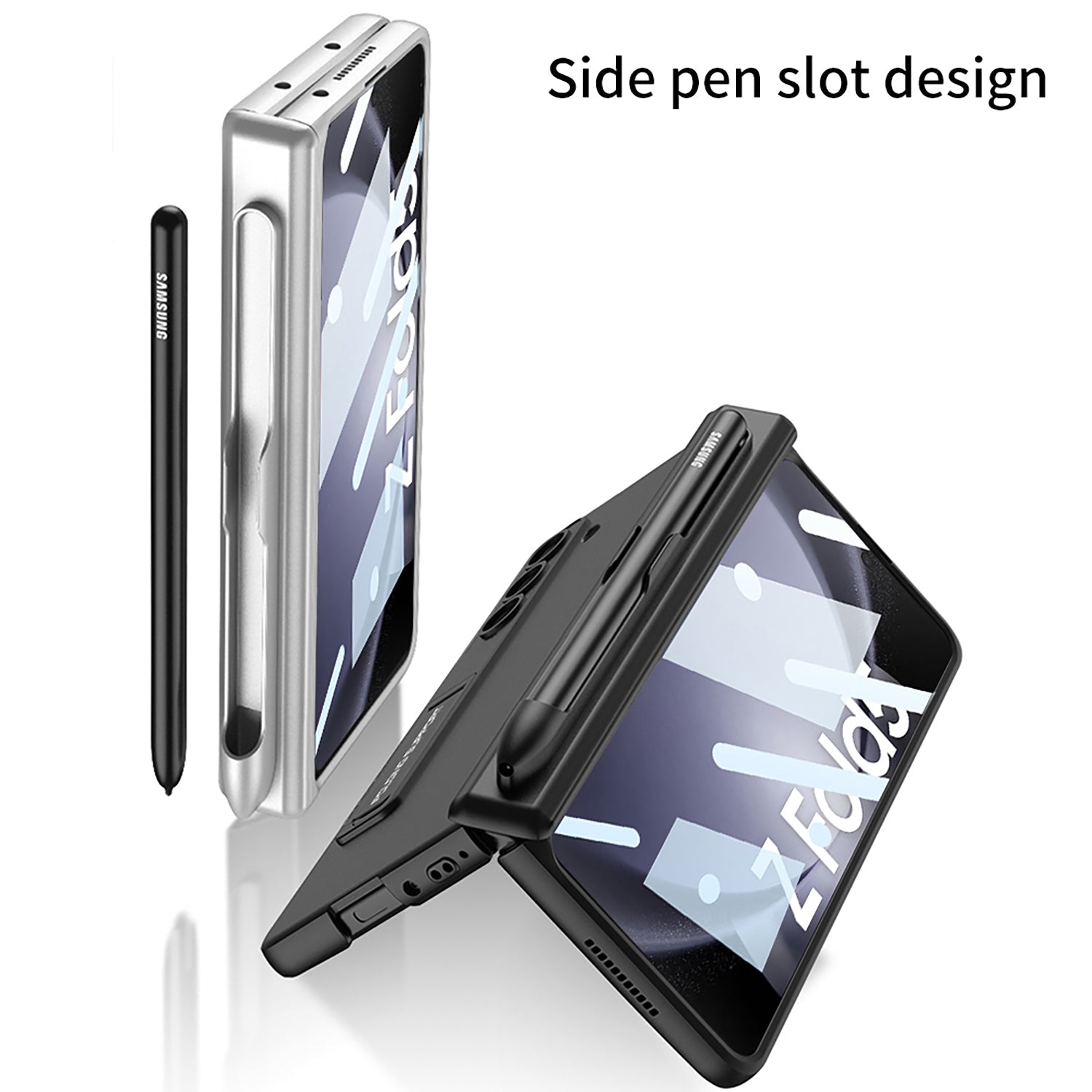 Magnetic Hinge S Pen Slot Ultra-Thin Phone Case With Back Screen Protector For Samsung Galaxy Z Fold 5/4/3 5G - mycasety2023 Mycasety