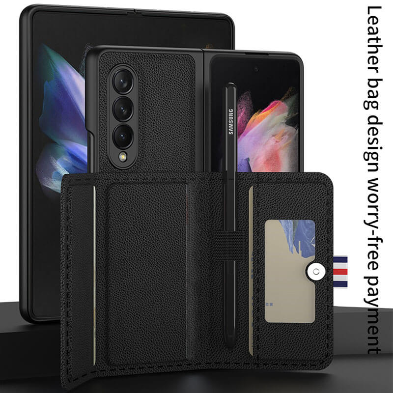 Leather Card Bag Wallet Pen Clasp All-included Cover For Samsung Z Fold 3 5G - {{ shop_name}} varyfun